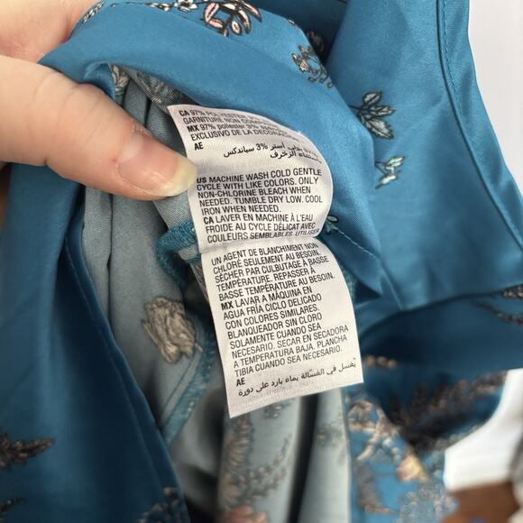 INC International Concepts Size XL Long Floral Nightgown Teal Lace Slit Modest - Picture 11 of 12